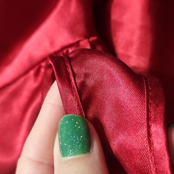 Silky Satin Red Lingerie Slip Empire Waist Sweetheart Dress Chemise Nightgown - Picture 12 of 13